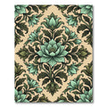 Elegant Sage Floral Damask Rug