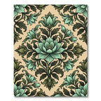 Elegant Sage Floral Damask Rug