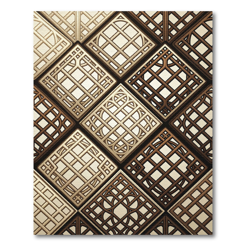 Intricate Interlocking Lattice Squares Rug