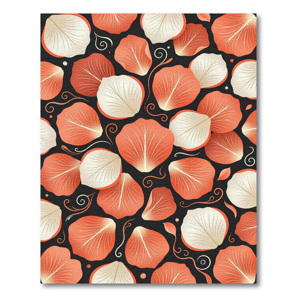 Coral and Cream Flower Petal Collage Rug