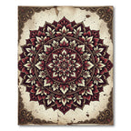 Crimson Floral Mandala Circular Medallion Rug
