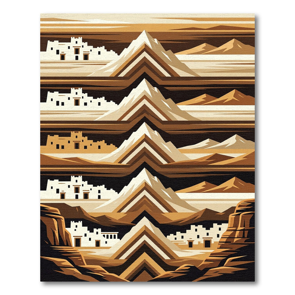 Terracotta Adobe Landscape Geometric Mountain Rug