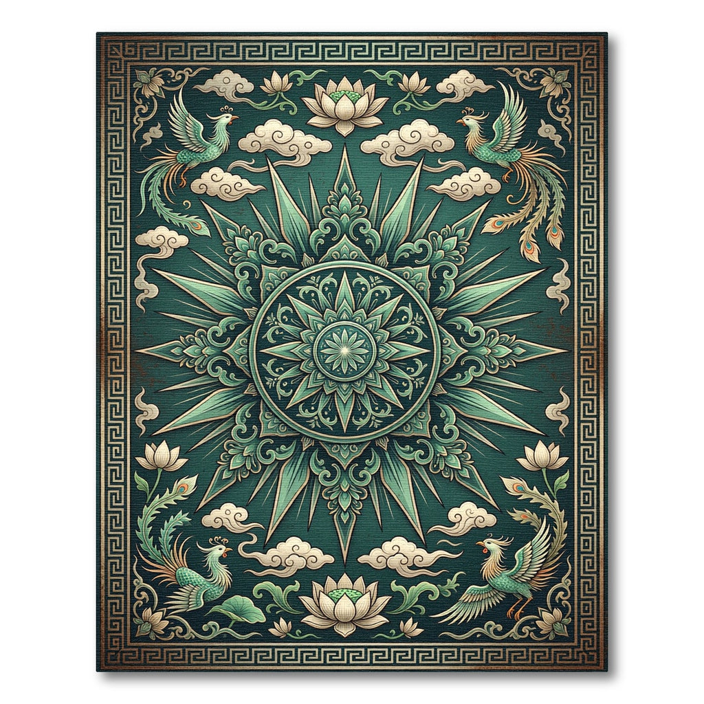 Jade Phoenix Lotus Medallion Harmony Rug