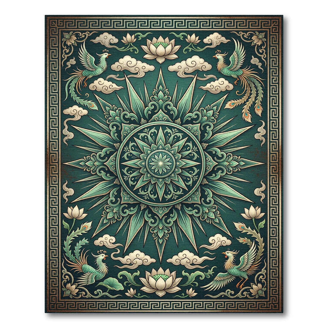 Jade Phoenix Lotus Medallion Harmony Rug