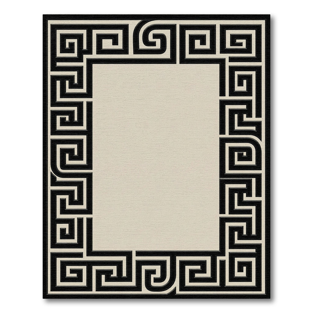 Black White Greek Key Frame Rug