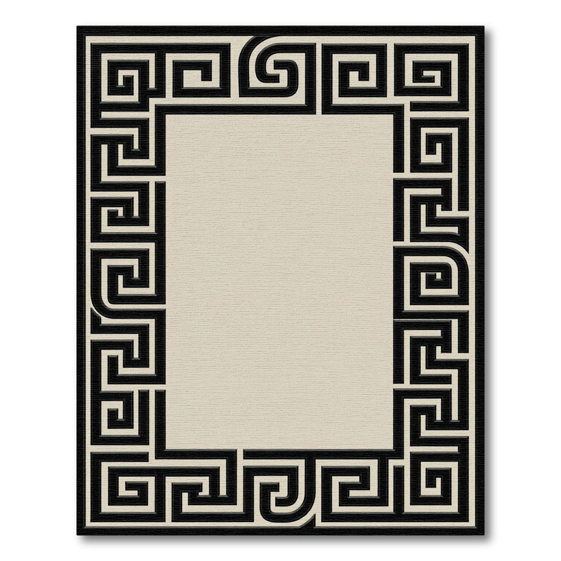 Black White Greek Key Frame Rug
