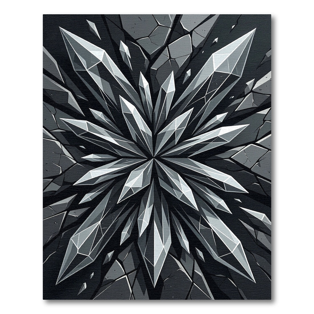 Sharp Crystal Facet Explosion Rug