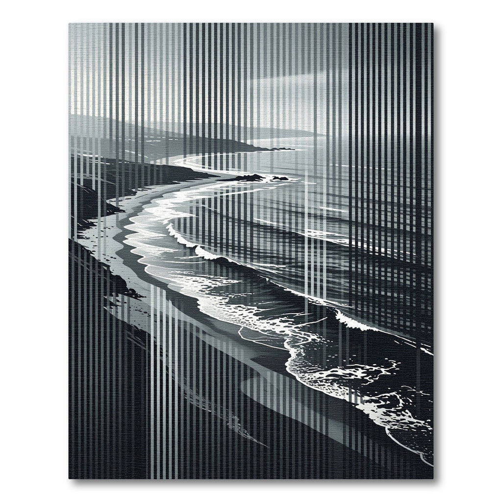 Monochrome Coastal Abstract Striped Art Rug