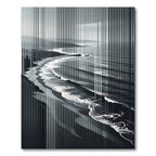 Monochrome Coastal Abstract Striped Art Rug