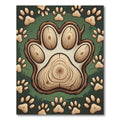 Rustic Wood Grain Paw Print Illustration Rug