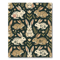Earthy Folk Art Rabbit Forest Rug