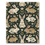 Earthy Folk Art Rabbit Forest Rug