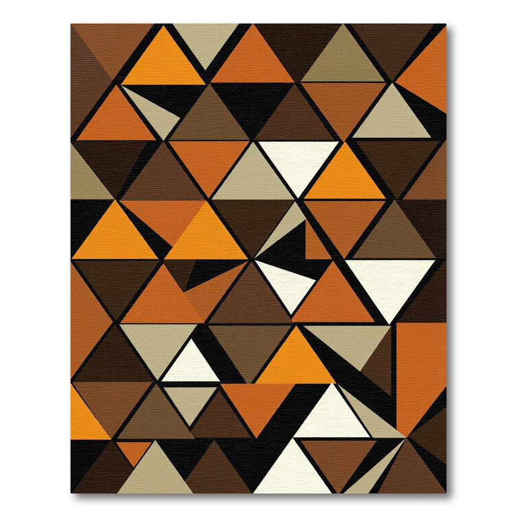 Earthy Orange Geometric Triangles Rug