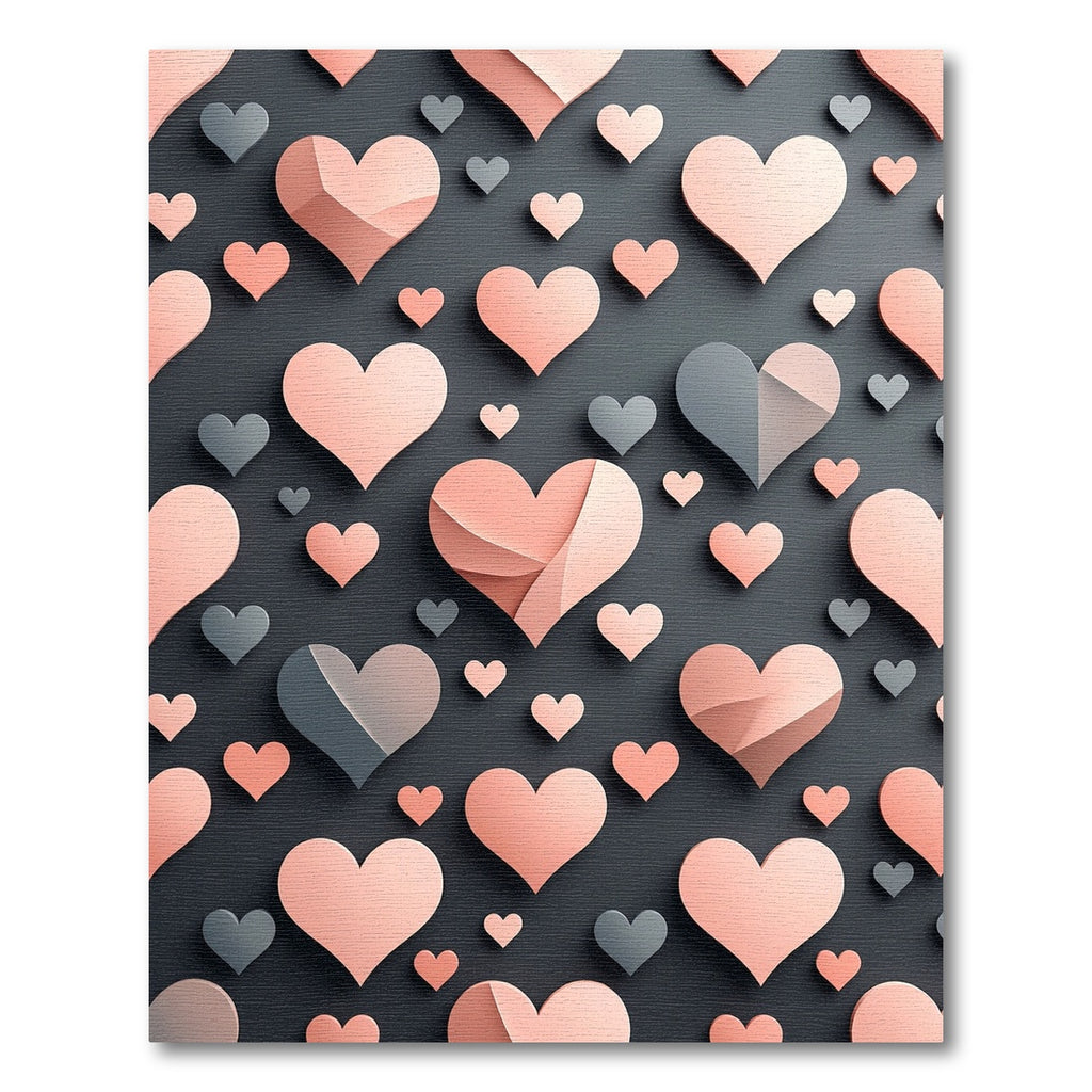 Modern Blush Pink Floating Heart Mosaic Rug