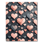 Modern Blush Pink Floating Heart Mosaic Rug