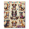 Festive Boho Dog Party Celebration Art Rug