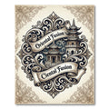 Intricate Pagoda Scroll Vintage Style Rug