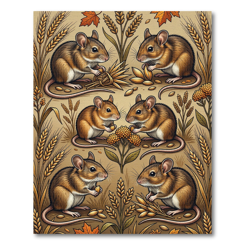 Harvest Golden Field Mice and Wheat Rug