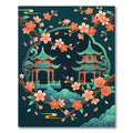 Floral Pagoda Zen Teal Area Rug
