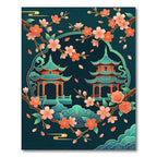 Floral Pagoda Zen Teal Area Rug