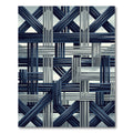 Midnight Indigo Interwoven Geometric Linear Rug