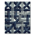 Midnight Indigo Interwoven Geometric Linear Rug