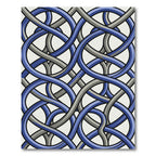 Interlocking Blue and Gray Abstract Weave Rug