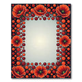 Vibrant Red Poppy Floral Border Rug