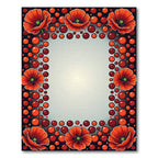 Vibrant Red Poppy Floral Border Rug