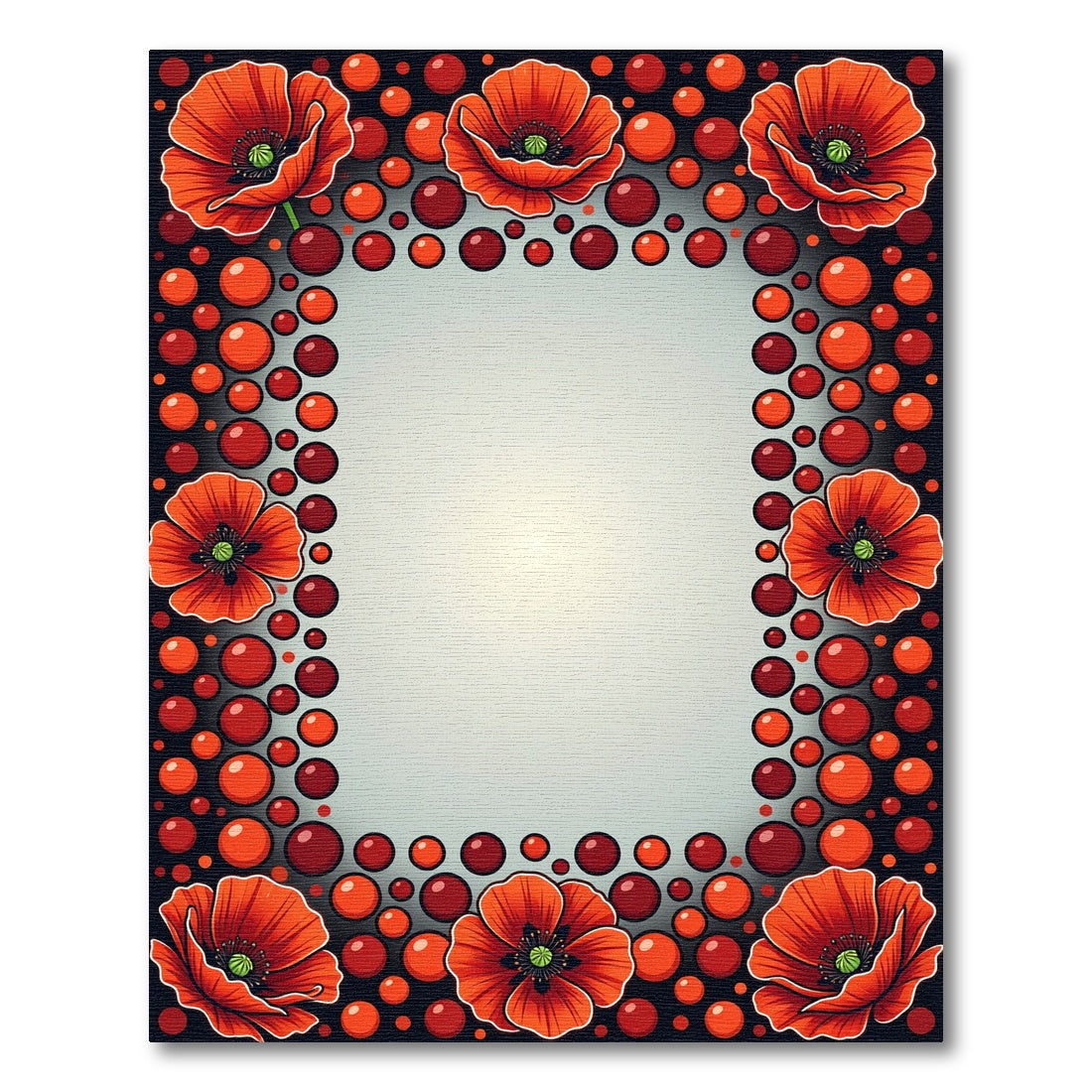 Vibrant Red Poppy Floral Border Rug