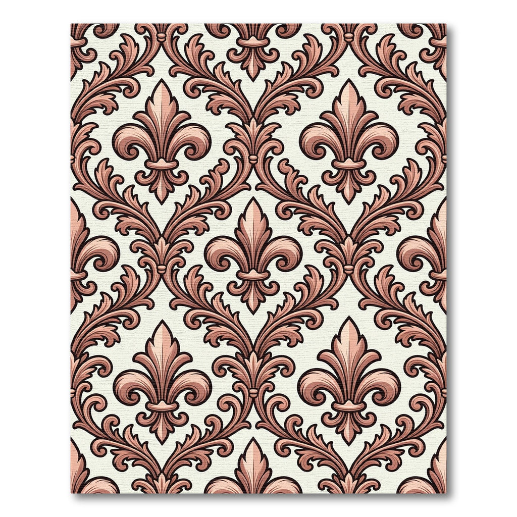 Rose Gold Fleur De Lis Damask Rug