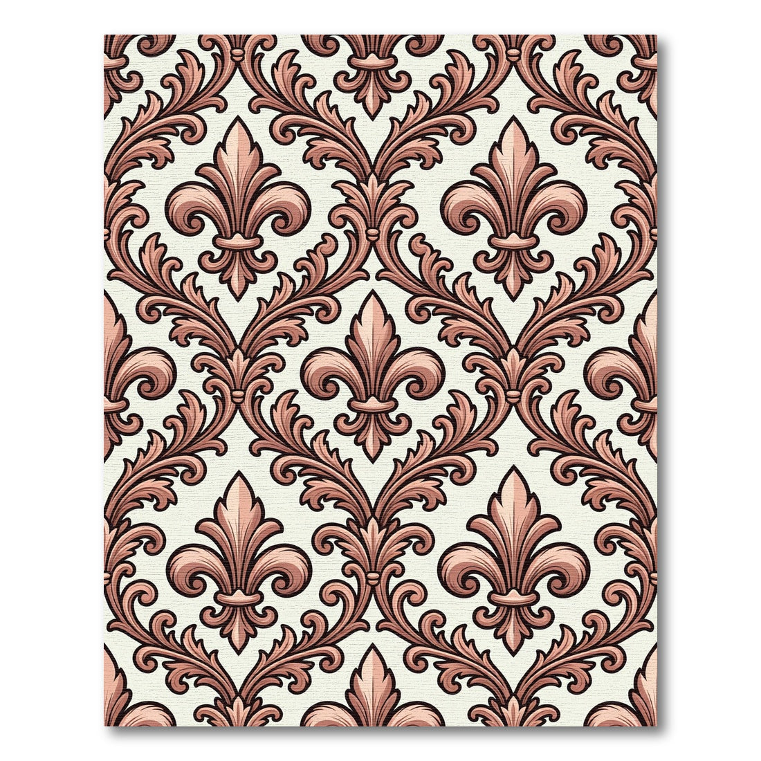 Rose Gold Fleur De Lis Damask Rug