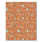 Abstract Orange Botanical Alphabet Collage Rug