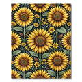 Vibrant Sunflowers on Dark Navy Background Rug