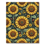 Vibrant Sunflowers on Dark Navy Background Rug