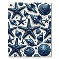 Indigo Starfish Seashell Collage Rug