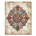Ornate Terracotta Sage Acanthus Medallion Rug
