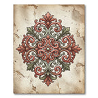 Ornate Terracotta Sage Acanthus Medallion Rug