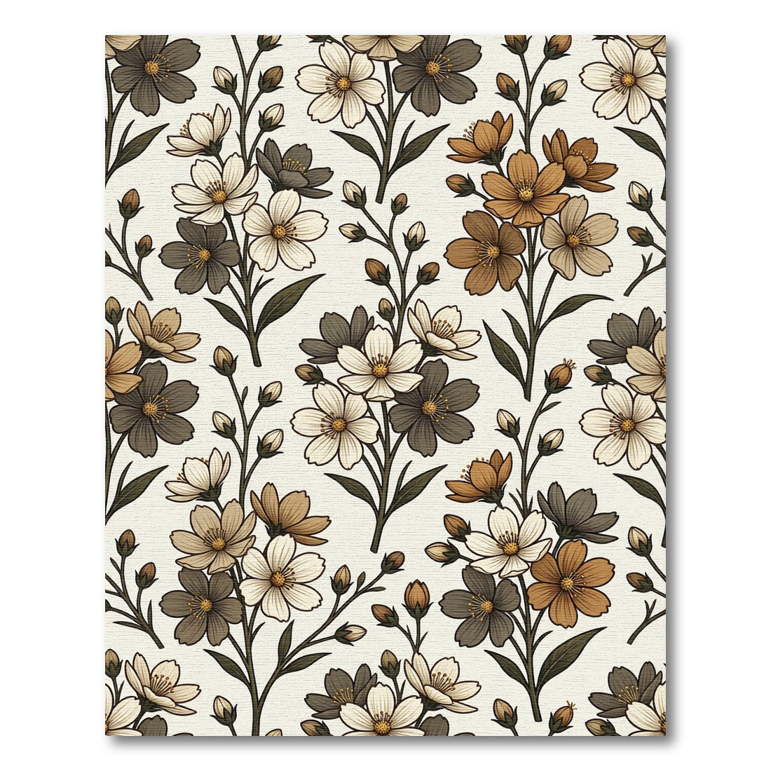 Earthy Tones Floral Botanical Arrangement Rug