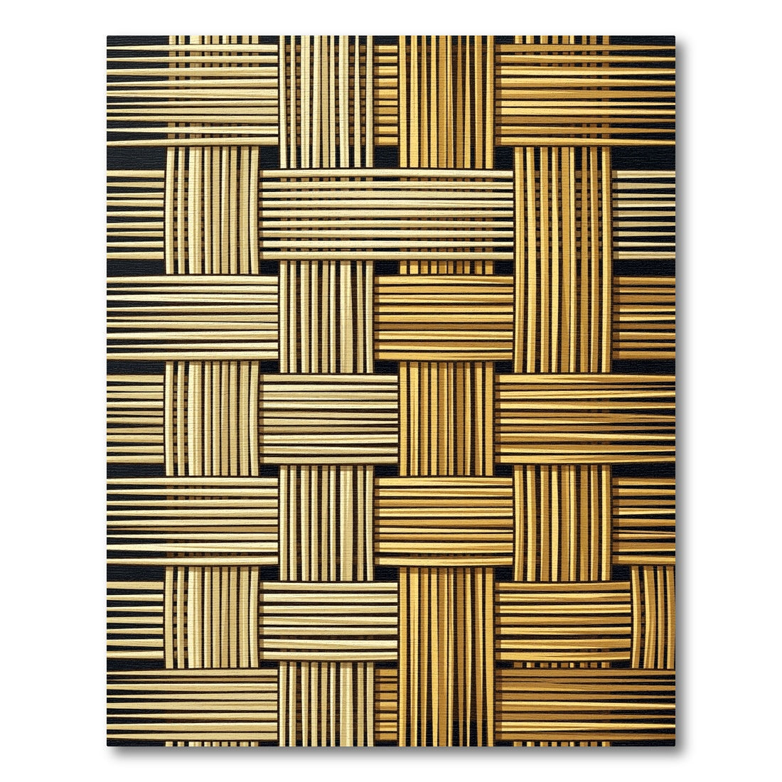 Golden Woven Reed Texture Rug