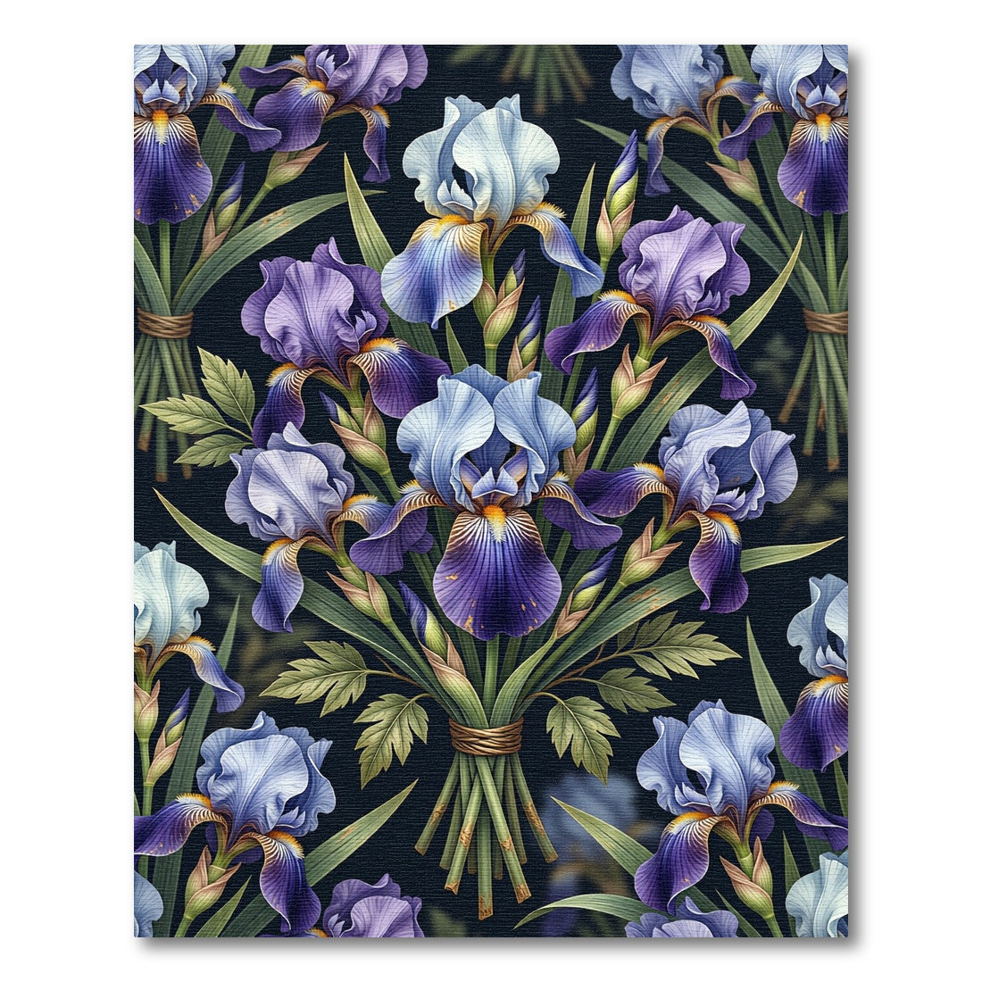 Purple Blue Iris Floral Bouquet Rug