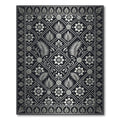 Elegant Metallic Silver Floral Damask Rug
