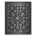 Elegant Metallic Silver Floral Damask Rug