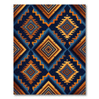 Bold Geometric Diamond Blue Orange Rug