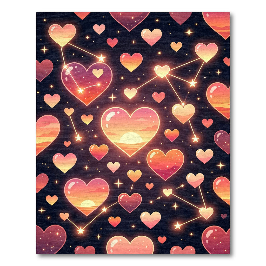 Celestial Sunset Heart Constellation Art Rug