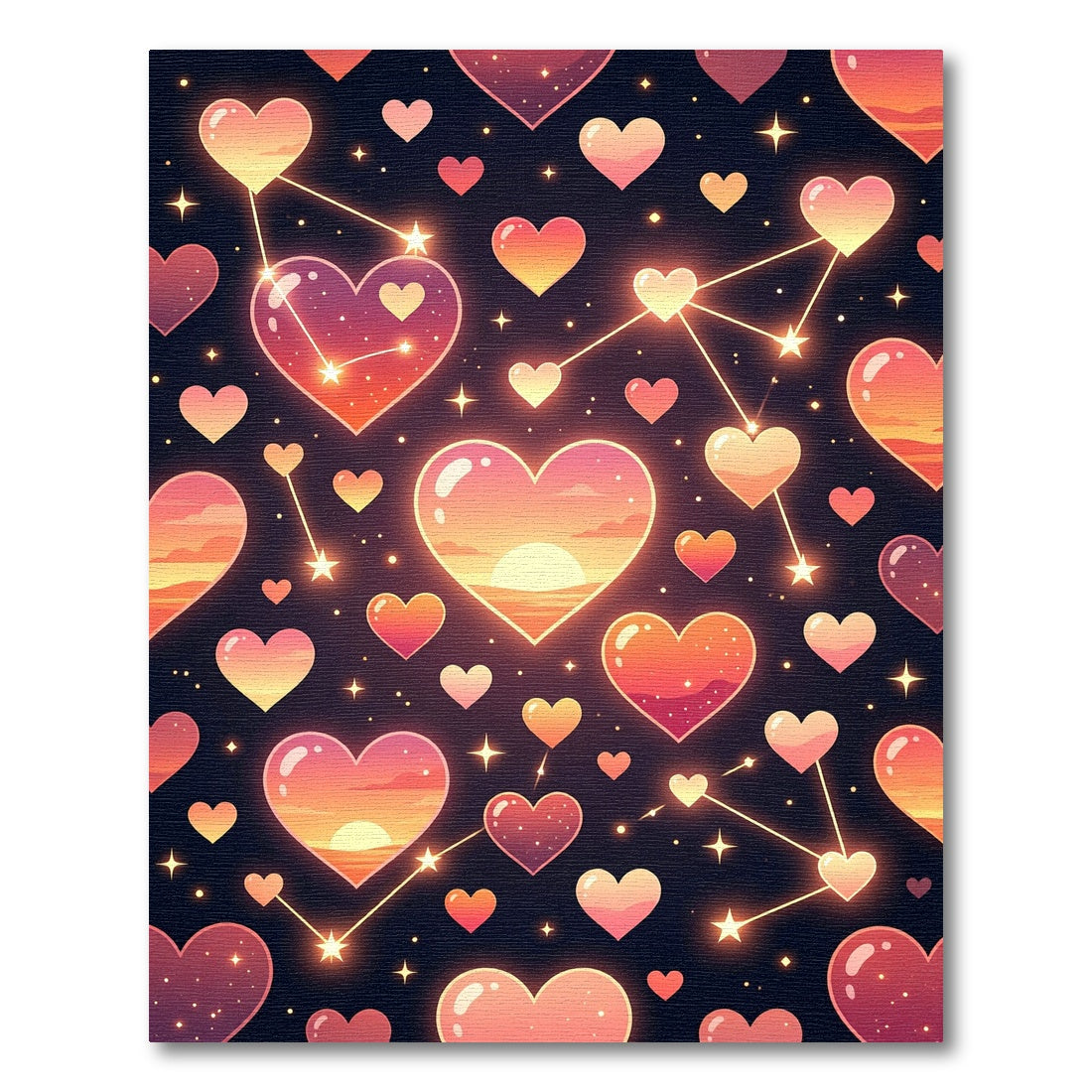 Celestial Sunset Heart Constellation Art Rug