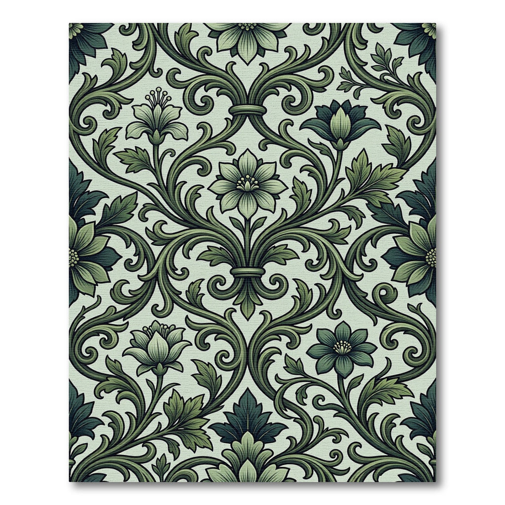 Elegant Jade Floral Scrollwork Rug