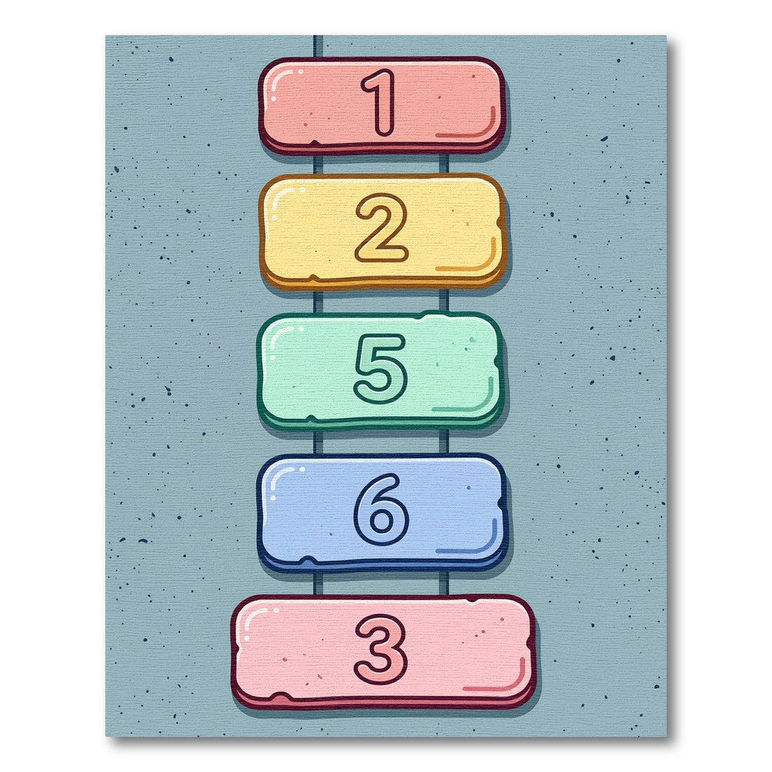 Playful Pastel Number Hopscotch Floor Art Rug