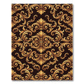 Golden Baroque Flourish Scrollwork Rug