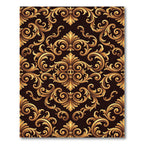 Golden Baroque Flourish Scrollwork Rug